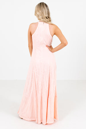 Women's Pink Lace Overlay Boutique Maxi Dress