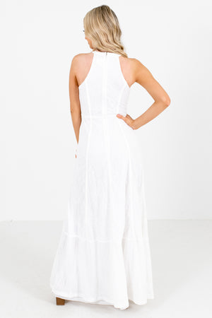 Women's White Zipper Back Boutique Maxi Dress