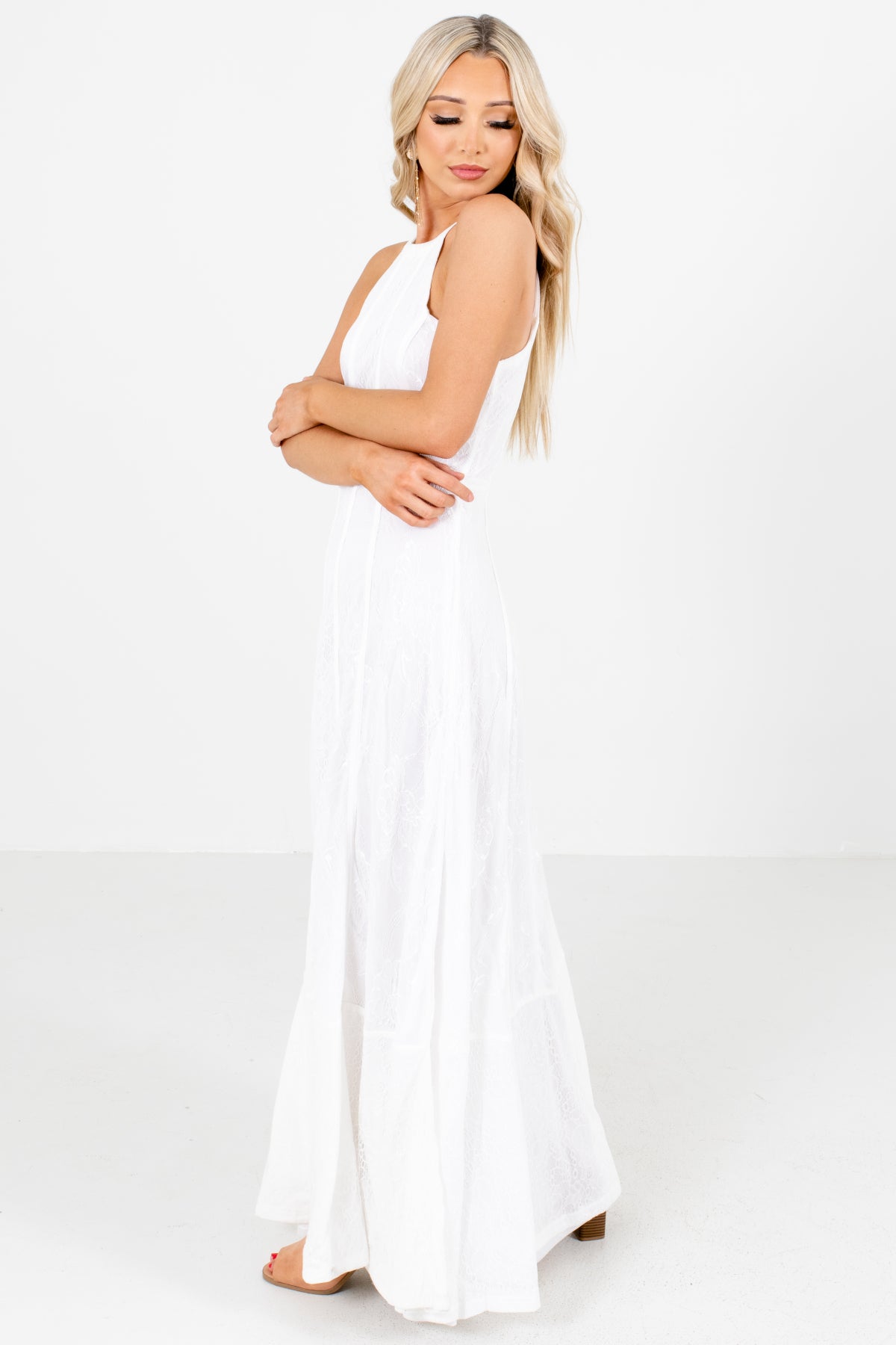 Women's White Special Occasion Boutique Maxi Dress