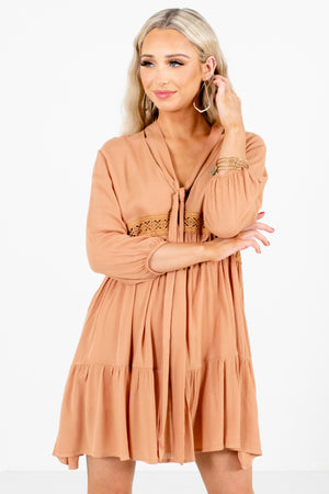 Women's Orange Long Sleeve Boutique Mini Dress