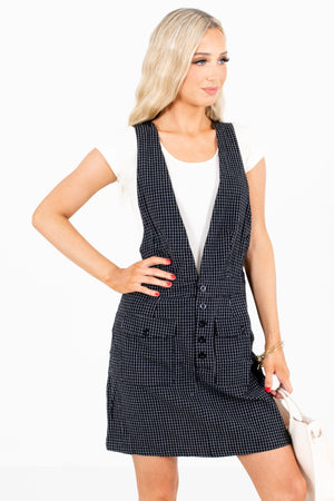 Black Pinafore Style Boutique Mini Dresses for Women