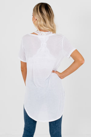 Women's White High-Low Hem Boutique Tee