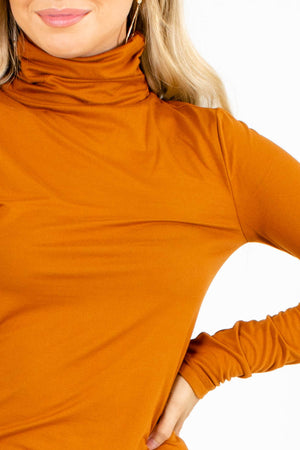 Women's Turtleneck Top in Orange