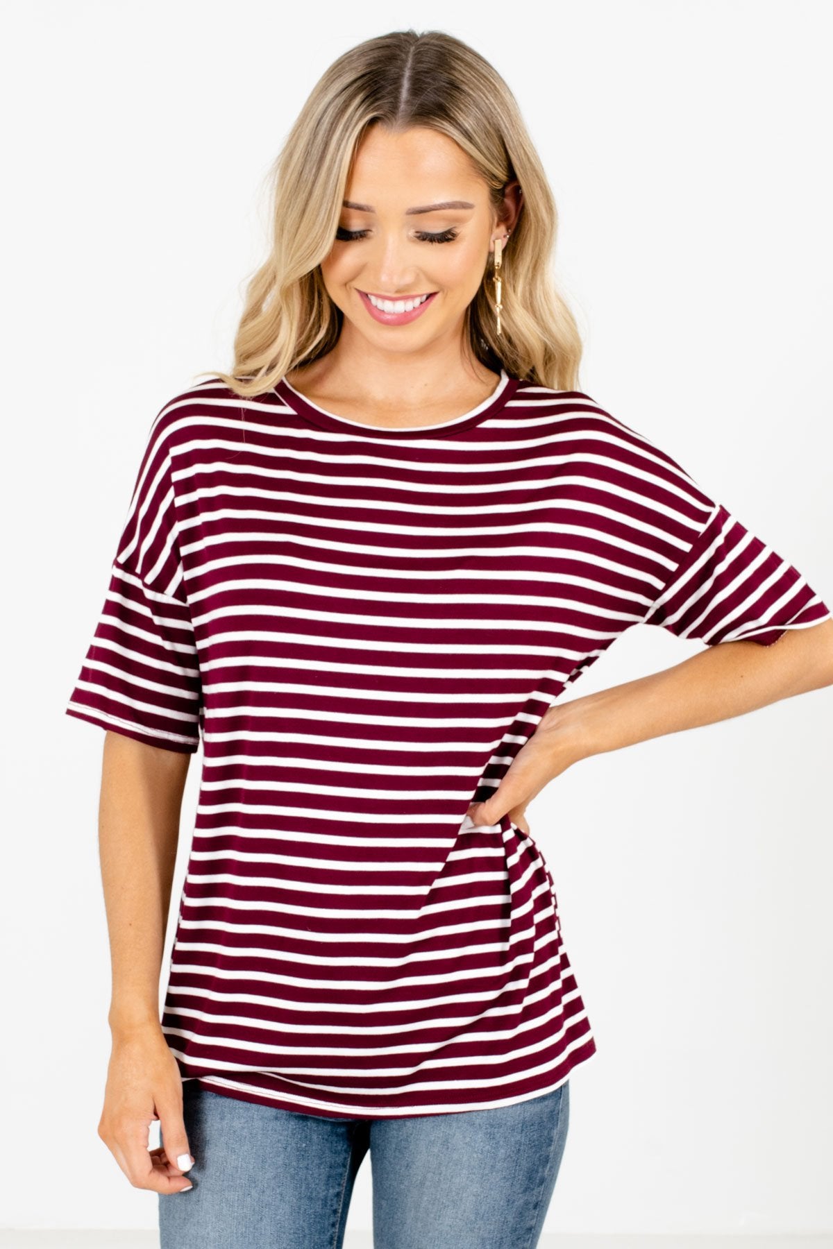 Women’s Burgundy Casual Everyday Boutique Tops