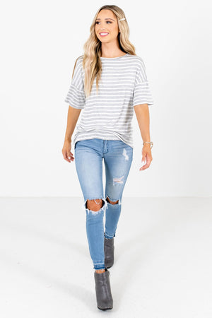 Gray Cute and Comfortable Boutique Tops for Women