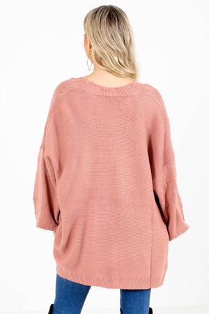 Women's Pink Knit Material Boutique Cardigan
