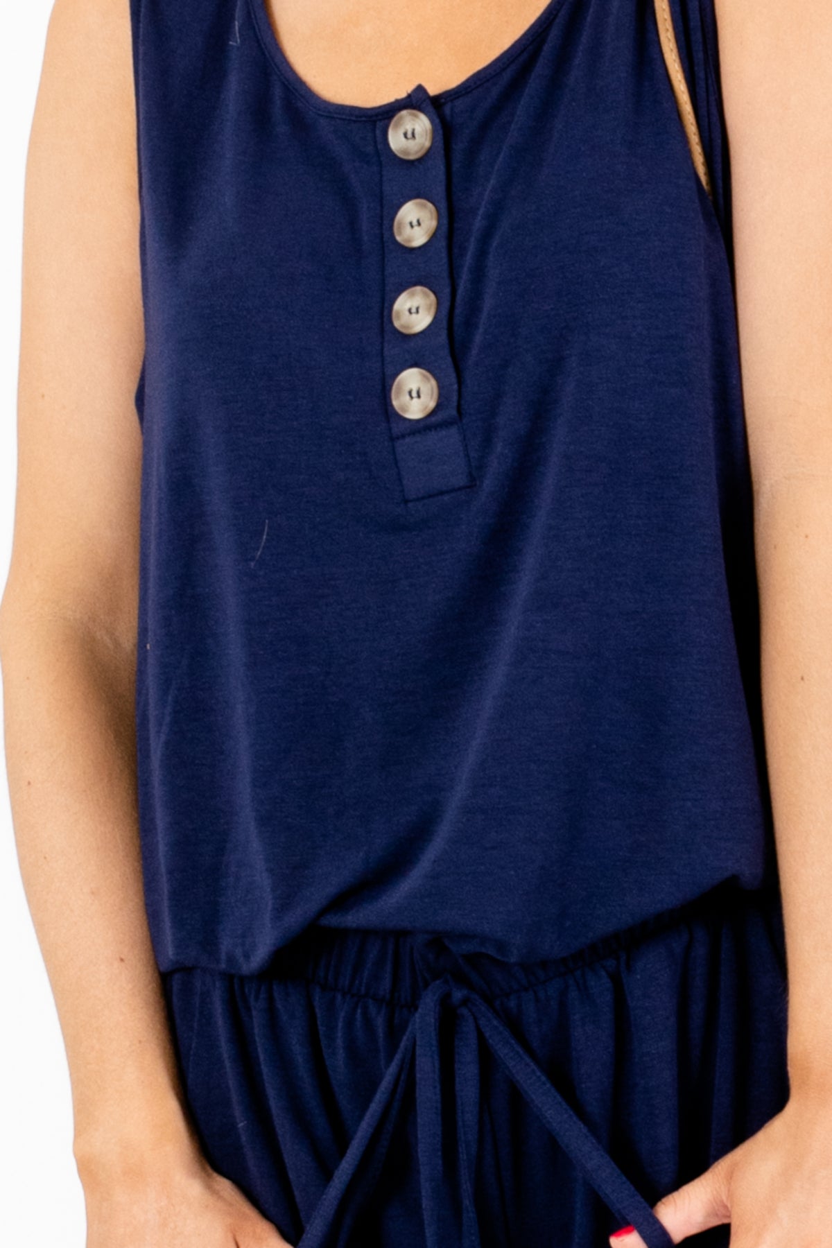Women's Navy Boutique Jumpsuit with Pockets