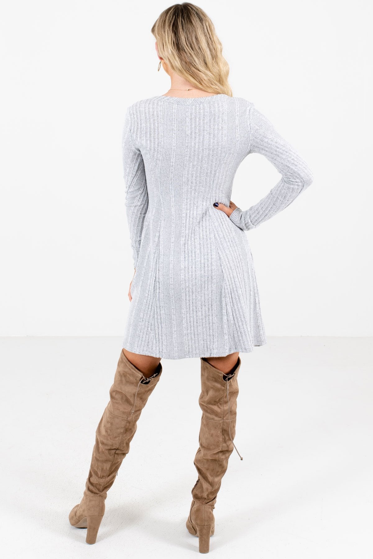 Women’s Heather Gray V-Neckline Boutique Mini Dress