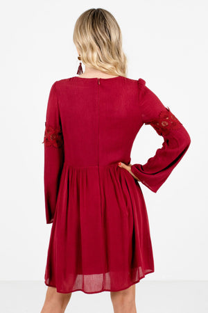 Women’s Rust Red Crochet Accented Boutique Mini Dress