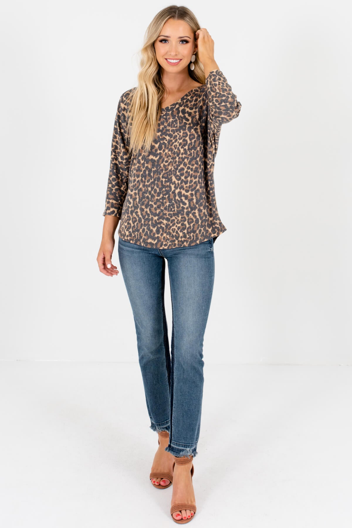 Faded Leopard Print Cute Boutique T-Shirt Tees and Tops for Women