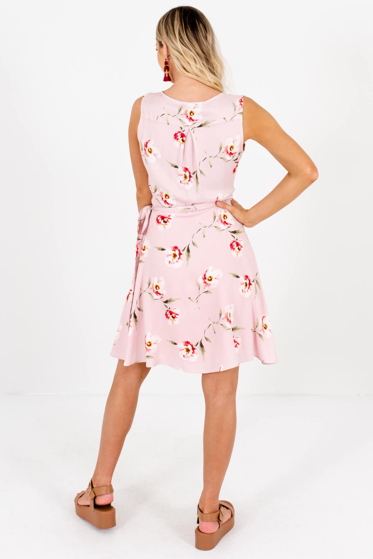 Women's Pink Wrap Style Boutique Mini Dresses