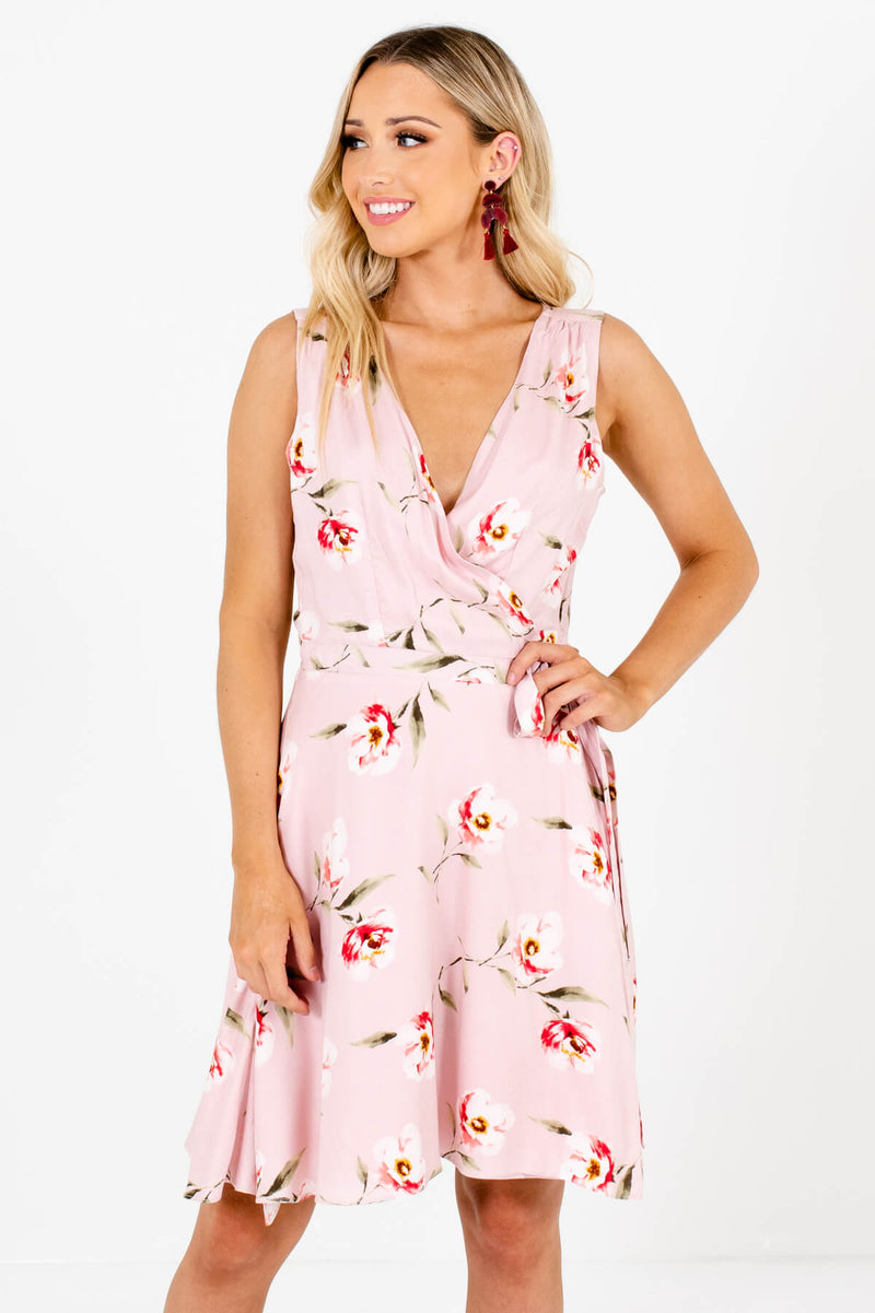 Come Into Bloom Pink Floral Wrap Mini Dress