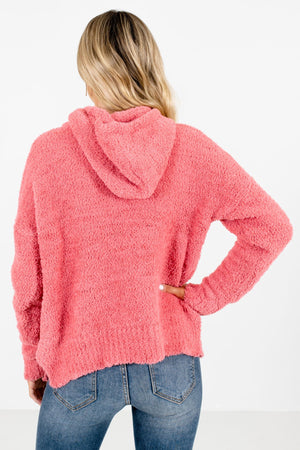 Women's Coral Pink Drawstring Hood Boutique Hoodie