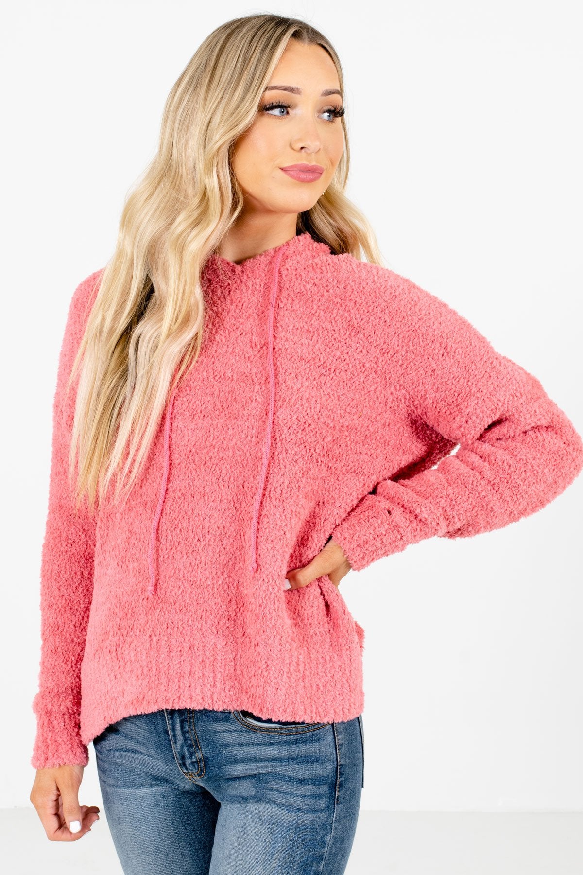 Coral color hoodie clearance