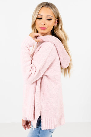 Pink Split Hem Boutique Hoodies for Women