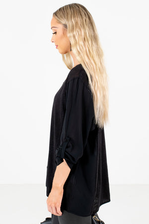 Black Relaxed Fit Boutique Tops for Women