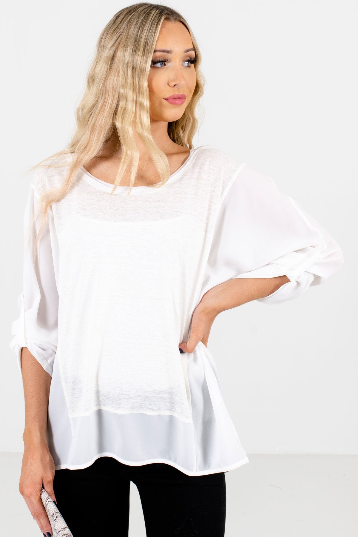 White High-Quality Lightweight Material Boutique Tops for Women
