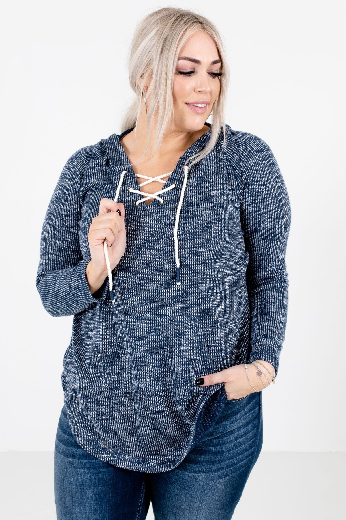 Women's Navy Blue Cozy and Warm Boutique Clothing