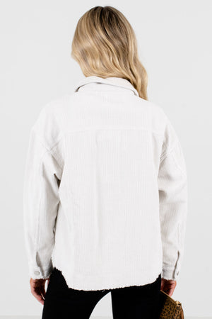 Women's White Button-Up Front Boutique Jacket