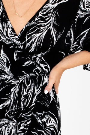 Women's Black Faux Wrap Style Boutique Maxi Dresses