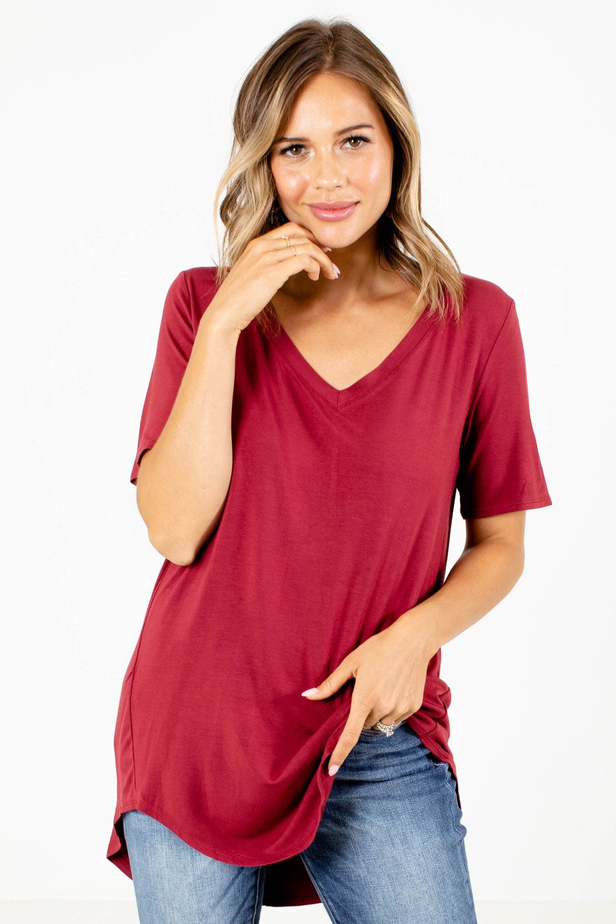 Red Casual Everyday Boutique Tops for Women
