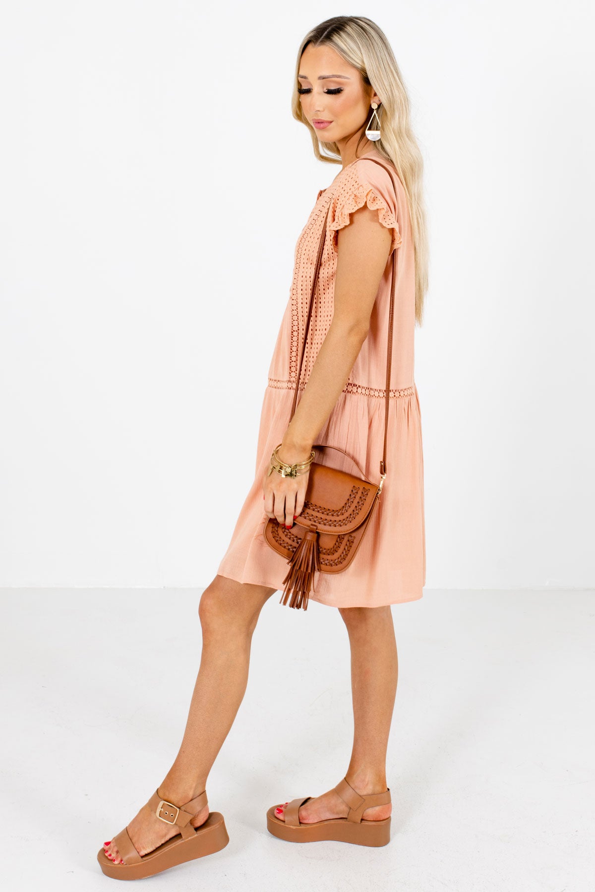 Peach Pink Cute and Comfortable Boutique Mini Dresses for Women