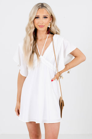 White Open Back Boutique Mini Dresses for Women