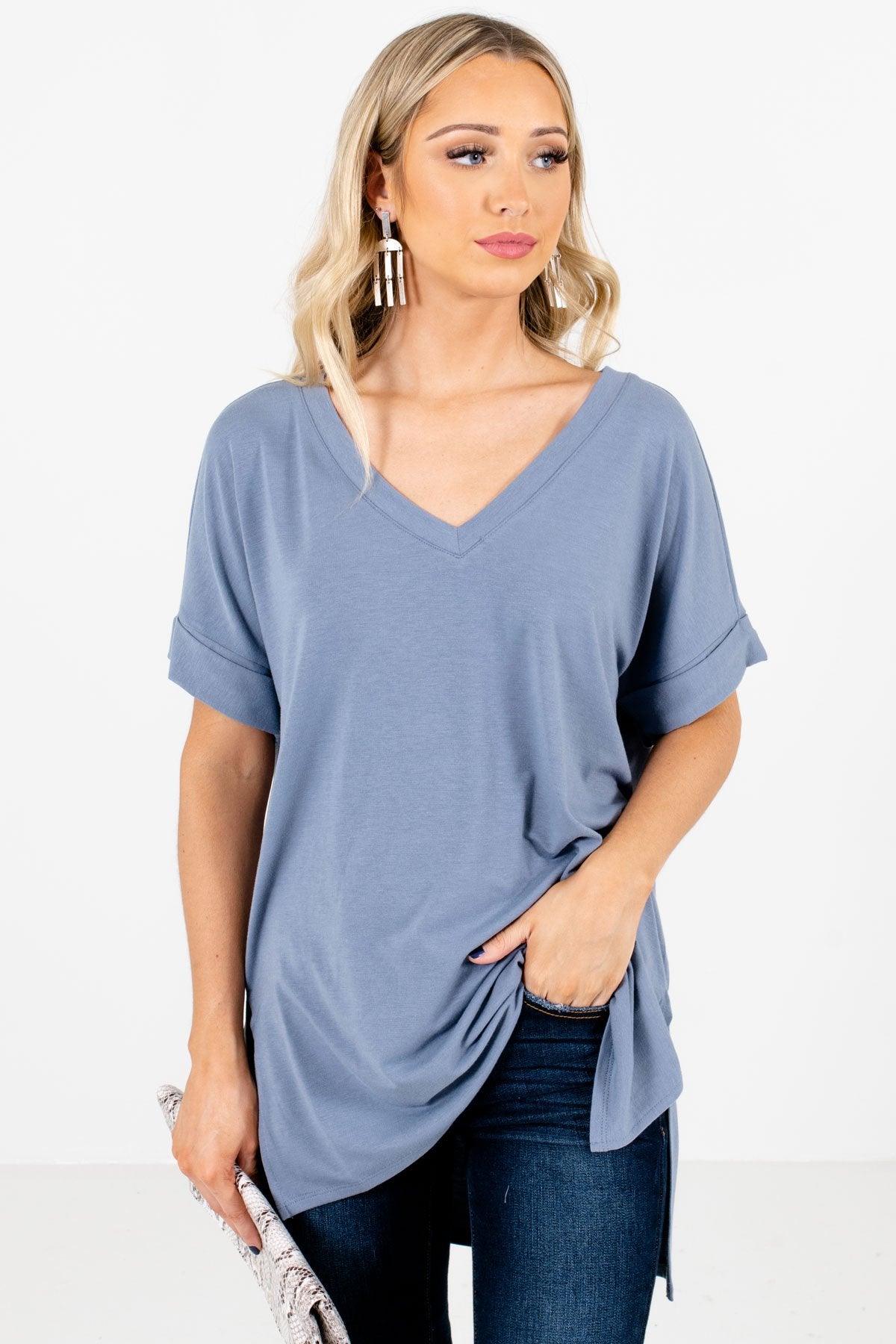 Women’s Blue Oversized Relaxed Fit Boutique Top