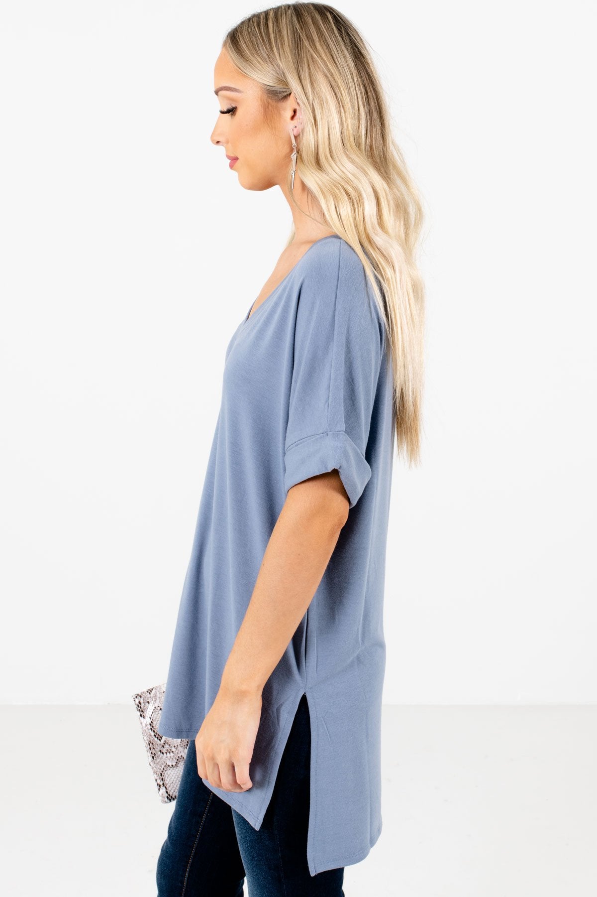 Blue Layering Boutique Tops for Women