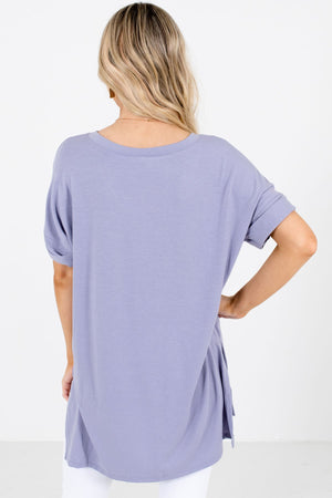 Women's Lavender Purple Cuffed Sleeve Boutique Tops