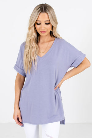 Women's Lavender Purple High-Low Hem Boutique Top