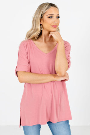 Dusty Pink Basic Layering Boutique Tops for Women