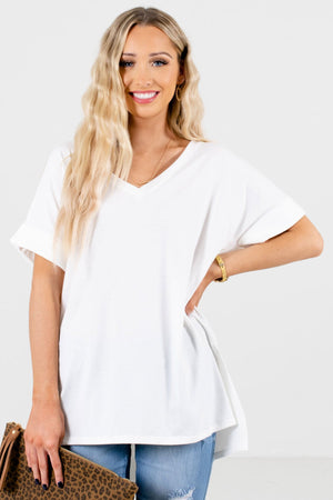 Women’s White Oversized Relaxed Fit Boutique Top