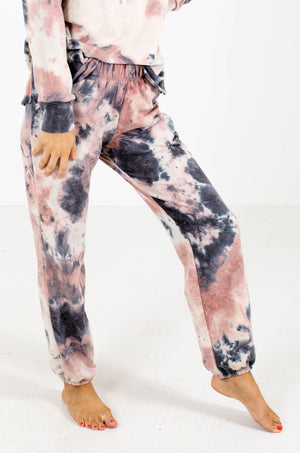 Pink and Blue Tie-Dye Print Boutique Joggers for Women