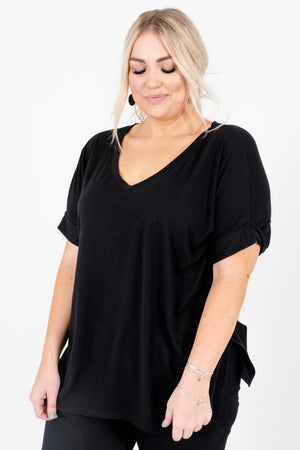 Women’s Black Oversized Relaxed Fit Boutique Top