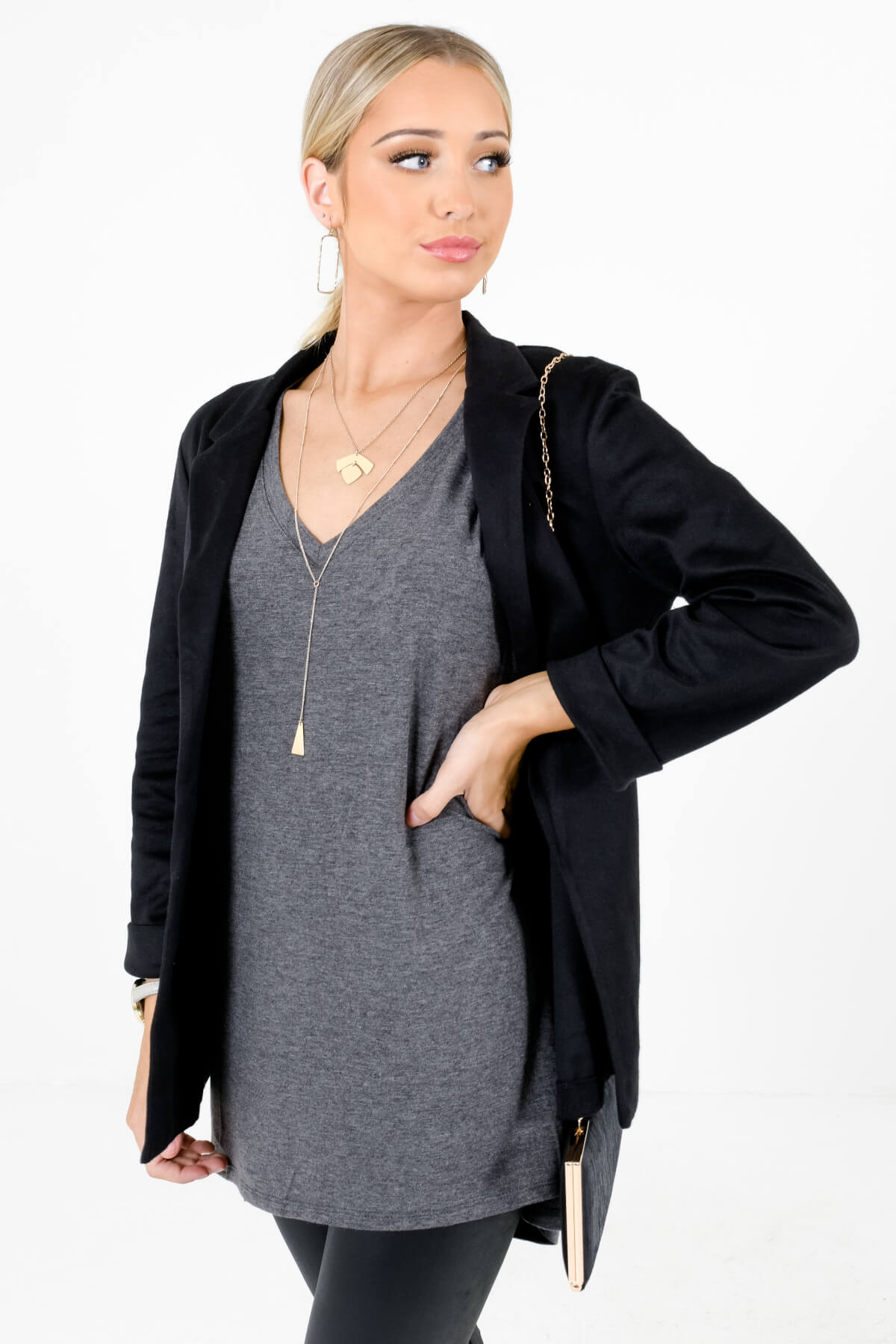 Charcoal Gray Cute and Comfortable Boutique Tops for Women