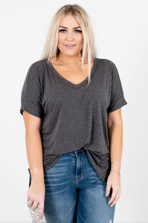 Charcoal Gray Cute and Comfortable Boutique Tops for Women