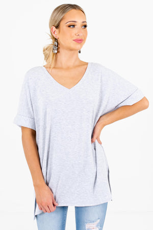 Women’s Heather Gray Oversized Relaxed Fit Boutique Top