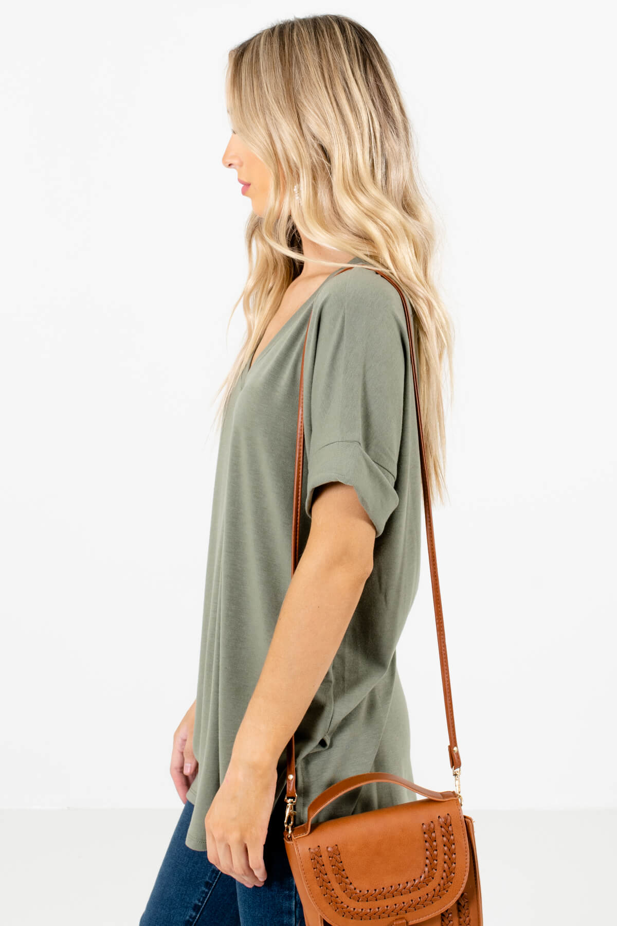 Green Basic Layering Boutique Tops for Women