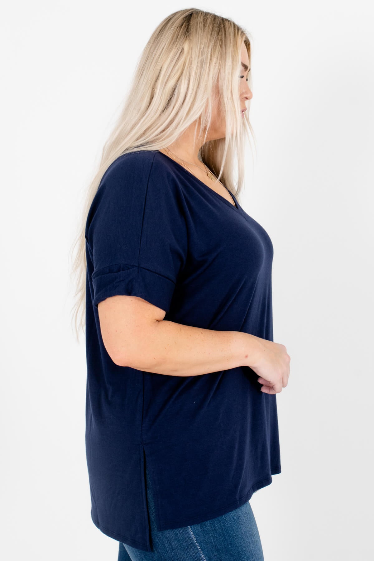 Women’s Navy Blue Oversized Relaxed Fit Boutique Top