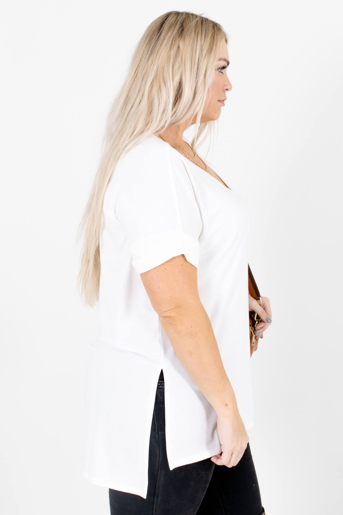 White Layering Boutique Tops for Women