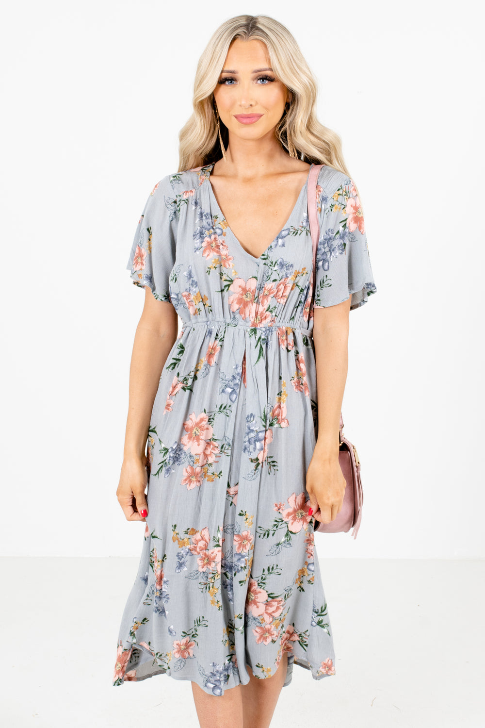 Counting My Blessings Floral Midi Dress | Boutique Midi Dresses - Bella ...