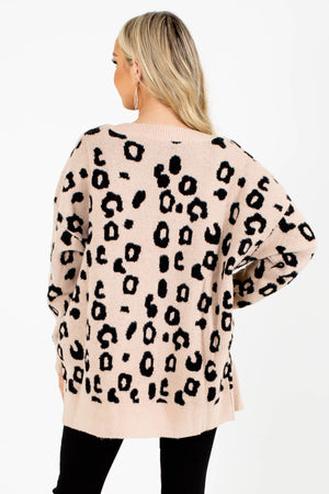 Women's Brown Button-Up Front Boutique Cardigan