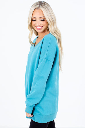 Women's Blue Casual Everyday Boutique Pullover