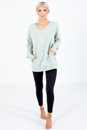 Women's Sage Green Long Sleeve Boutique Pullover