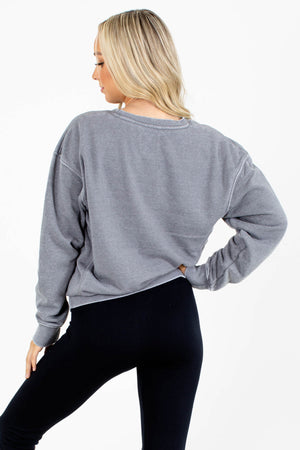 Gray Relaxed Fit Boutique Pullovers for Women