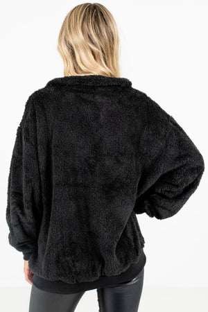 Women’s Black Zip-Up Neckline Boutique Pullover
