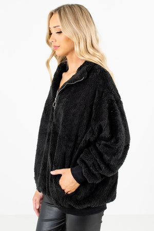 Black Oversized Relaxed Fit Boutique Pullovers for Women