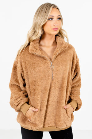 Women’s Tan Brown Long Sleeve Boutique Pullover