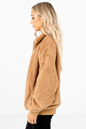 Tan Brown Oversized Relaxed Fit Boutique Pullovers for Women